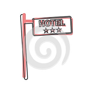 Vector icon plate hotel three stars on cartoon style on white isolated background