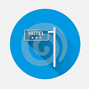 Vector icon plate hotel three stars icon on blue background. Flat image with long shadow