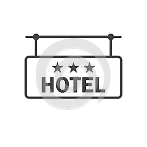 Vector icon plate hotel three stars on white isolated background