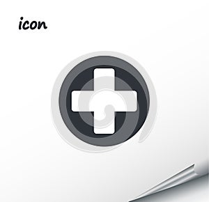 Vector icon plus on a wrapped silver sheet