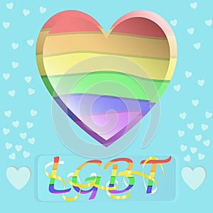 Vector icon of rainbow heart, lgbt community sign