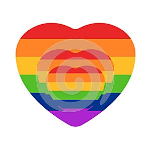 Vector icon of rainbow heart, lgbt community sign.