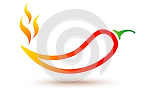 Vector icon of red chilli pepper in fire