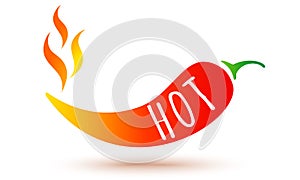 Vector icon of red chilli pepper in fire