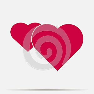 Vector icon red heart set on gray background. Layers grouped for easy editing illustration.