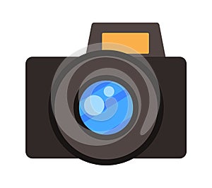 Vector icon of reflex or digital camera for shooting photo or video isolated at white background