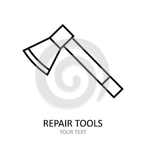 Vector icon with repair tool - ax hatcher. Outline black graphic