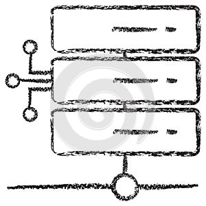 Vector icon representing AI server rack and cloud data storage