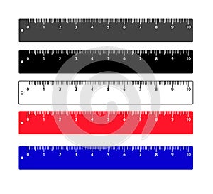 Vector icon ruler set in different color. new trendy Metric system. School measuring lance. Measuring tape. Size, measure vector