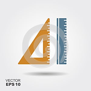 Vector icon ruler and straightedge