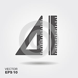 Vector icon ruler and straightedge