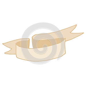 Vector icon of a sand freehand banner. Isolated element of an uneven banner made of vintage ribbon with curved and triangular ends