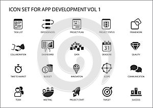 Vector icon set for app / application development. Reusable icons and symbols