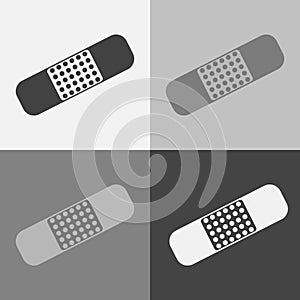 Vector icon set of bactericidal protective plaster. First aid. photo