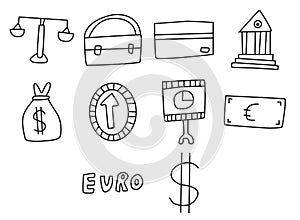 Vector icon set for banking and law