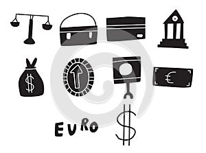 Vector icon set for banking and law