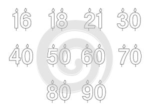 Vector icon set for birthday candles