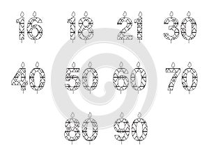 Vector icon set for birthday candles