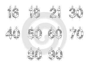 Vector icon set for birthday candles