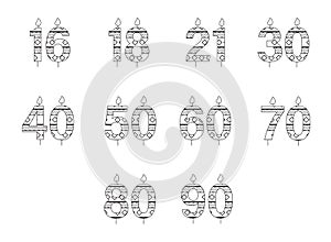 Vector icon set for birthday candles