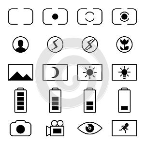 Vector icon set of camera viewfinder display