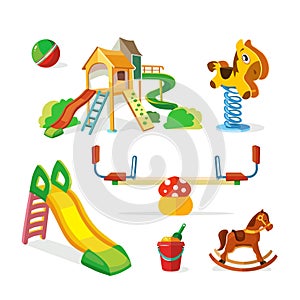 Vector icon set of children playground.