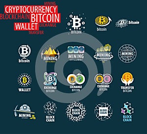 Vector icon set for cryptography