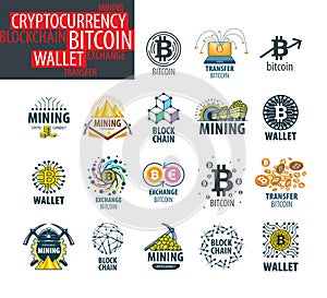 Vector icon set for cryptography