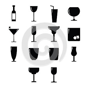 Vector icon set for drink glasses