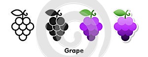 Vector icon set of Grape.