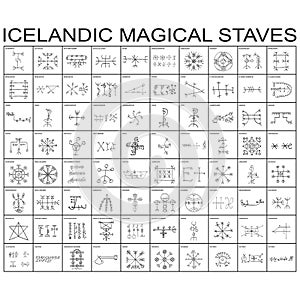 Vector icon set with Icelandic magical symbols