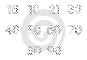 Vector icon set for patterned numbers