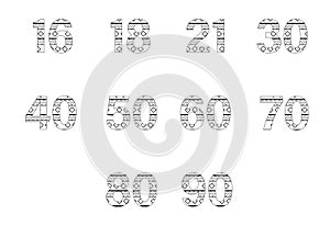 Vector icon set for patterned numbers