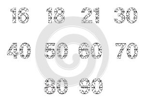 Vector icon set for patterned numbers