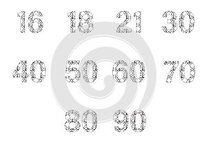 Vector icon set for patterned numbers