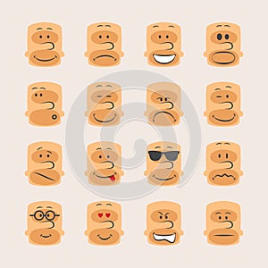 Vector icon set of smiley faces emotions mood and expression