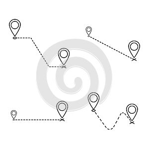 Vector icon set, symbol weÃÂ´ve moved announcement collection design image isolated on white background, dashed lines