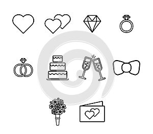 Vector icon set for wedding and engagement