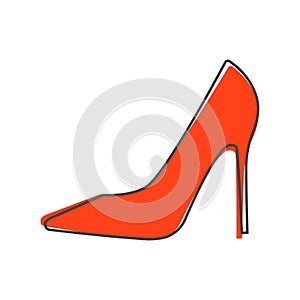 Vector icon of a shoe. Women`s high-heeled shoes cartoon style on white isolated background