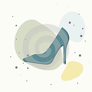 Vector icon of a shoe. Women`s high-heeled shoes on multicolored background. Layers grouped for easy editing illustration. For