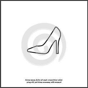 Vector icon of a shoe. Women`s high-heeled shoes on white isolated background