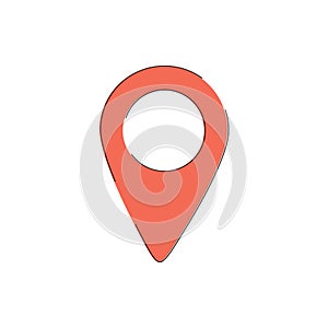 Vector icon of simple forms of point of location. Pin map place location icon, Vector illustration with modern design.