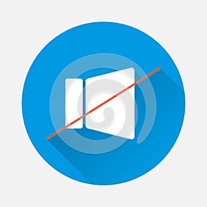 Vector icon soundless on blue background. Flat image quiet notification with long shadow. Layers grouped for easy editing