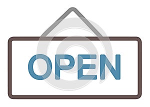 Vector icon of a store `Open` door sign