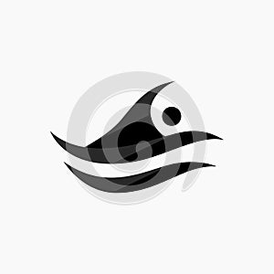 Vector icon of a swimmer rowing on the water. Illustration of an athlete swimming freestyle. Flat icon, pictogram. Sports events