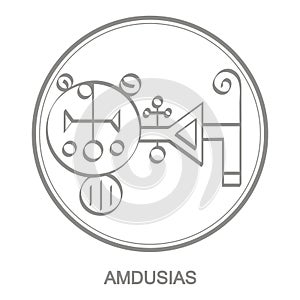 Vector icon with symbol of demon Amdusias photo
