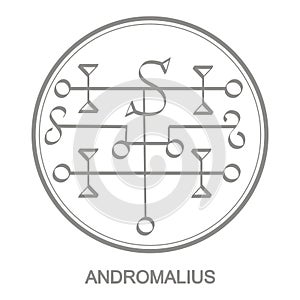 Vector icon with symbol of demon Andromalius photo