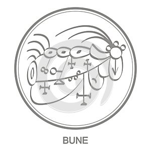 Vector icon with symbol of demon Bune photo