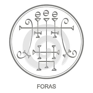 Vector icon with symbol of demon Foras photo