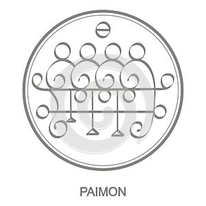 Vector icon with symbol of demon Paimon
